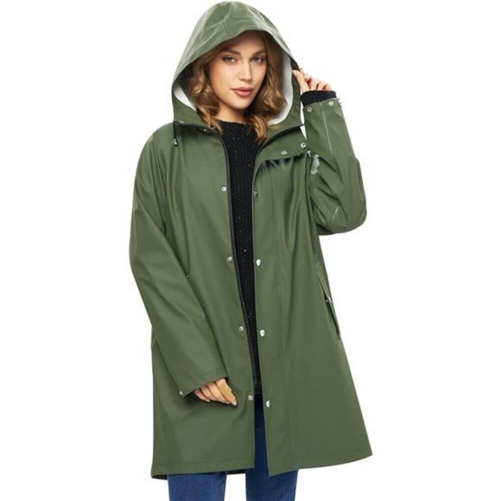 UNIQUEBELLA Rain Jackets for Women Waterproof, Raincoat Long Hooded Rain Coats